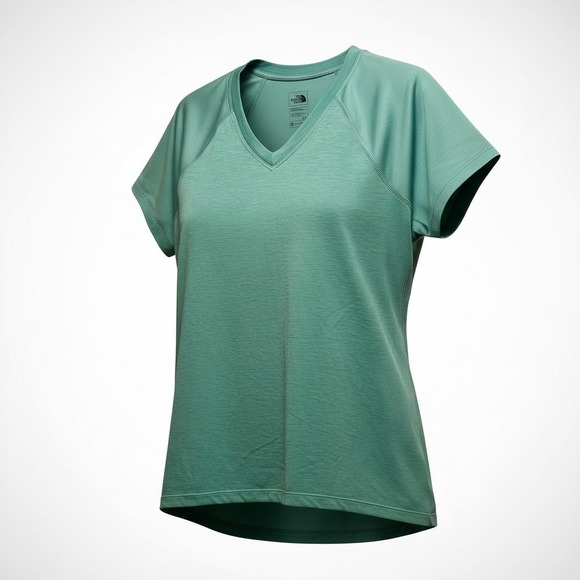 The‎ North Face Women's V Neck Short Sleeve FlashDry T Shirt Teal Green Size L - Picture 3 of 10